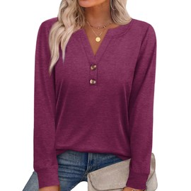XIEERDUO Casual Tops for Women Womens Long Sleeve T Shirts Tunics Or Tops to Wear with Leggings Fall Outfits Plus Size Purple 2025 Fashion 2XL