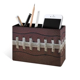 Famame Vintage American Football Pencil Holder for Desk, Leather Desktop Container Pen Cup Storage Study Table Pen Organizer Makeup Brush Holder for Classroom Office Home
