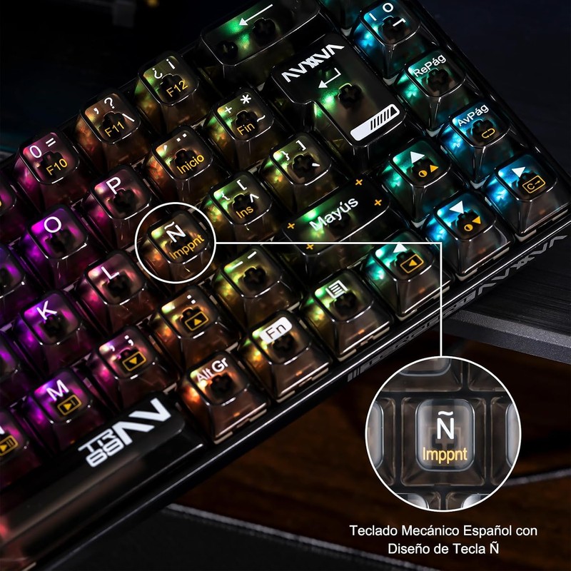 TERPORT Teclado Mecánico Transparente de RGB Retroiluminación, Z11 E158 Teclado