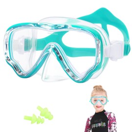 HIKOTEY Diving Goggles Children 4-16 Years, Snorkel Mask for Swimming Goggles Children Boys Girls Teenagers, Diving Mask with Nose Protection, 180° Panorama HD, Anti-Fog, Anti-Leak, Adjustable