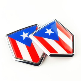 Newperlite Puerto Rico Flag Decal Sticker Car Emblem Puerto Rican Flag Car Decoration Accessories Chrome Shield for Truck Vehicles Cars, 2 Pack