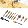 11Pcs Chamfer Drilling Tools Woodworking Ti Coated Step Drill Bits