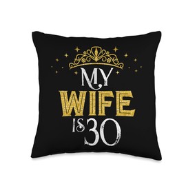Girly Yellow Crown 30th Birthday Gift For Wife My Wife is 30 Years Old 1993 30th Birthday Gifts Throw Pillow, 16x16, Multicolor