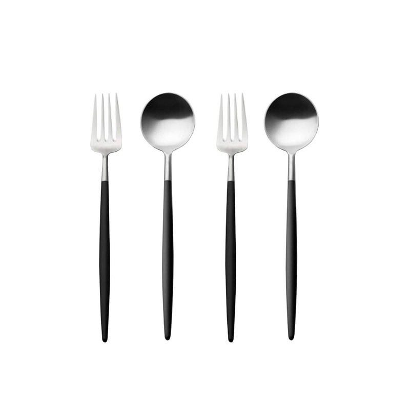 Cutipol GOA Black/Matte Silver Dessert (2 Forks and Spoons) 4