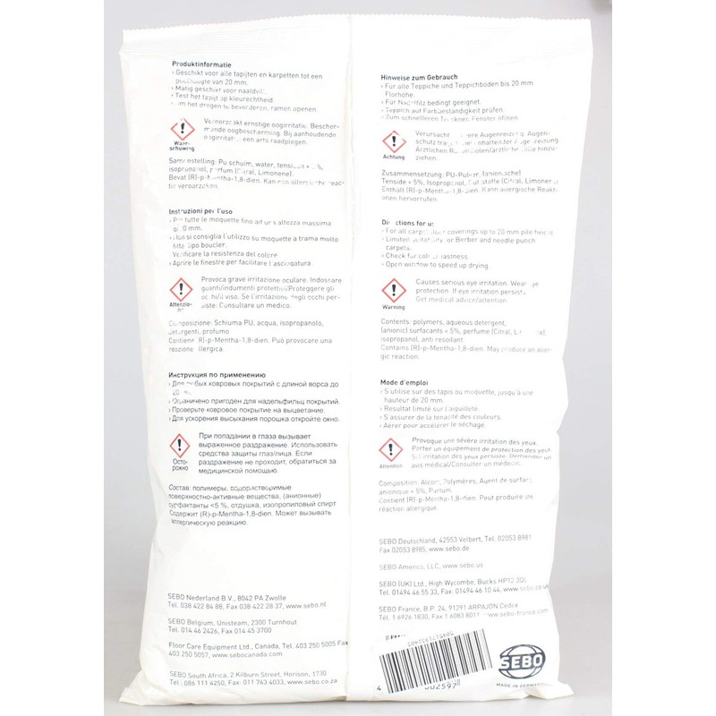 SEBO Genuine Duo P Clean Box Powder Refill Pack 500gm