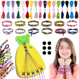 FORMIZON Friendship Bracelets Craft Set Girls, DIY Bracelet Kit Making for Children Aged 6-12, Friendship Bracelets Craft Braiding Set with 25 Threads and Woven Board