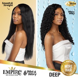 Sensationnel Empire Multi weave hair - wet and wavy deep human hair 3 bundle layered lengths - Empire Multi Wet and Wavy Deep (10 12 14 inch, 2 DARKBROWN)