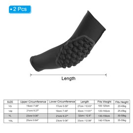 PATIKIL Youth Elbow Pads, 2Pack Compression Arm Protective Sleeve Basketball Guard Pads for Sports Baseball Football Volleyball, Black, YL