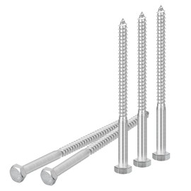 DTGN 5/16" x 5-1/2" Hex Lag Bolts - 5 Pack - for Woodworking, Furniture - 304 Stainless Steel Partial Thread Hexagon Head Lag Screws for Wood - Silver