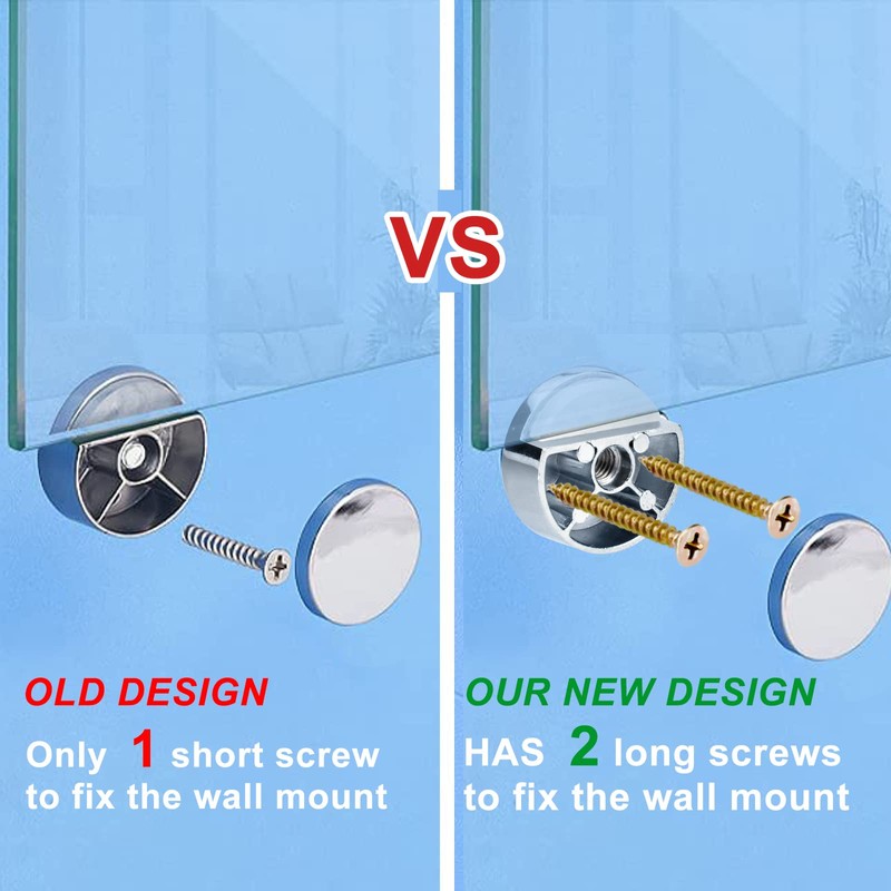 Upgraded 3-5mm Frameless Mirror Mounting Hardware 4 Pack Dual-Screw Fixing