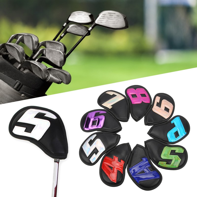 9PCS Golf Club Head Covers Waterproof PU Numbered Golf Club