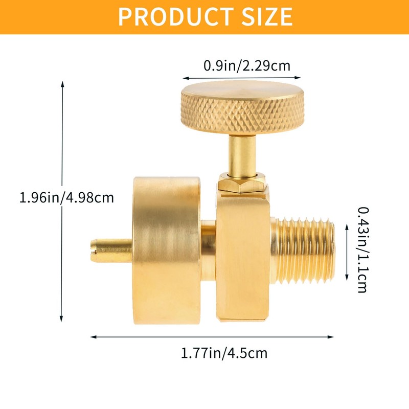 YHXGLJDKA 1LB Brass Propane Needle Control Valve, Disposable Adjustable Pressure
