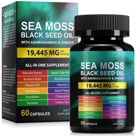 LTQXGT Ashwagandha Sea Moss Black Seed Oil 60 Grain