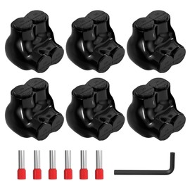 Joinfworld 2 Port Insulated Multi Tap Connector 2/0-6 Gauge Wire Connectors Aluminum to Copper Wire Connectors Single Side Entry Black Electrical Cable Connectors with Slotted Allen Hex - 6 Pack