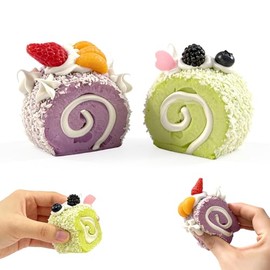 2 piezas de rollo suizo realista Squishy modelo de pastel de levantamiento lento, pan artificial decorativo para decoración de computadora, accesorios estéticos para fotografía de alimentos, regalo