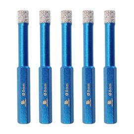 Dry Diamond Drill Bit Set,BRSCHNITT 5pcs 5/16 Inch (8mm) Diamond Hole Saw Core Drill Bit for Porcelain Tile Ceramic Stone Granite Marble,Hex Shank Dry Drilling Diamond Core Drill Bit Kit