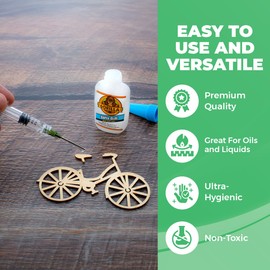 Kopperko 10 Pack Borosilicate Glass Syringe - 1ml Syringe, Heat Resistant Luer Lock Syringe for Labs - Glue Syringe for Use With Liquids, Glue, Oils, Ink - Bonus 14GA Blunt Tip Non-Hypodermic Needles