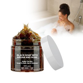 Black Soap With Argan And Rose Bath Cleaning Soap for Deep Body Cleansing