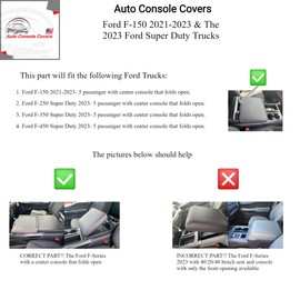 Auto Console Covers- Fits The Ford F-250 Super Duty 2023-2025 Center Console Armrest Lid Cover Waterproof Neoprene Fabric (Black)