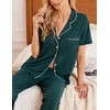 Ekouaer Women Pajamas Set Button Down Sleepwear Short Sleeve Nightwear
