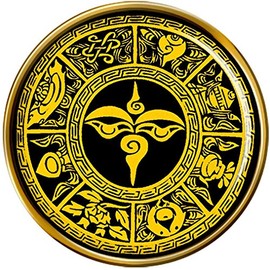Ashtamangala 8 Auspicious Buddhist Symbols Pin Badge