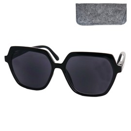 Mini Brille Stylish Sunglasses with Prescription Women's Butterfly, XL Rectangular Chunky or Hexagonal Oversize with Lightweight Plastic Frame, Large Lenses and Case, Reading Sunglasses Women,