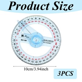 3 Pcs Protractor Circle Protractor 10cm Plastic Protractor Angle Measure Circle Protractor 360 Ruler Measuring Tool for Students Drafting Measuring