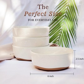 Lareina Cereal Bowl Set of 4, 25 Ounce Ceramic Bowl Set, Stoneware Kitchen Bowls for Cereal, Noodles, Soup, Yogurt, Oatmeal and Salad, Microwave and Dishwasher Safe, Vanilla White