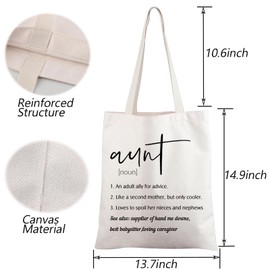 TGBJE Aunt Tote Bag From Niece Nephew - Best Auntie Ever Gift for New Aunt or Auntie To Be - Pregnancy Announcement Handle Bag (C-Aunt Tote)