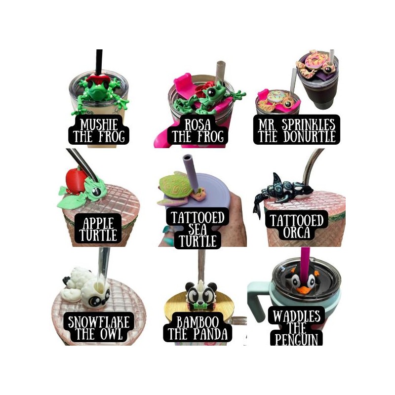 Tonsofprintz Tumbler Buddies - 3D Printed Flexi Animals - Tumbler/Drinkware