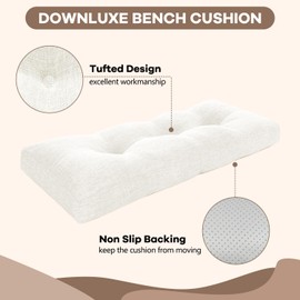 downluxe Indoor Bench Cushion for Indoor Furniture, Non-Slip Tufted Overstuffed Textured Memory Foam Bench Seat Cushion, 36" X 14" X 4", Beige, 1 Pack