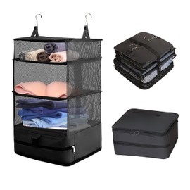 Hanging Travel Bag Travel Pouch Compression Travel Storage Bag Travel Goods Foldable Space Saving Clothes Case Organizer 4 Tiers