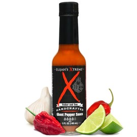 Elijah's Xtreme Ghost Pepper Hot Sauce, All Natural Gourmet Hot Sauces, Non GMO, Gluten Free, Vegan Low Sugar Flavor Dip