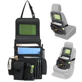 OEMASSIVE Car Front Seat Organizer,Back Seat Storage with Adjustable Straps & Buckles for Car File Organizer,Multi-Compartment Law Enforcement and Truck Seat Storage with Laptop Tablet Cup Holder