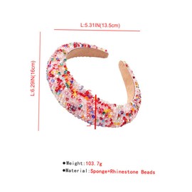 Vaguelly 1Pc Colorful Crystal Hair Hoop Glitter Headband for Weddings Parties Chic Beaded Hair Accessory for Women Brides and Bridesmaids Stylish Broadside Design