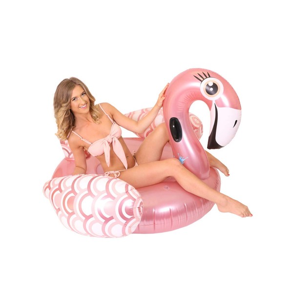 ILOVEFANCYDRESS GIANT FLAMINGO POOL FLOAT POOL LOUNGER BEACH TOY INFLATABLE SWIMMING POOL RAFT - 150X150X90 cm