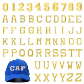 Cedryn 72 PCS Iron on Letter Patches A-Z Numbers 0-9 Sew on Letters 1-1,5 Inch Iron on Cloth Patch, Iron on Embroidered Alphabet Patch for Clothing, Pants, Hats, Bags DIY Accessories-Yellow