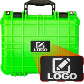 Eylar Protective Gear and Camera Hard Case with Custom Logo Plate, Waterproof & Shockproof w/Foam TSA Approved 13.37 Inch 11.62 Inch 6 Inch (Neon Green)
