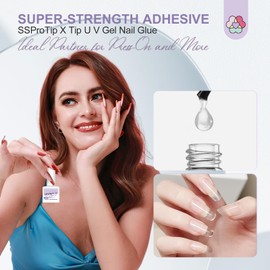 Saviland SAVILAND Gel Nail Glue 15 ml, 30-Day Super Strong Nail Glue for False Nails & Press on Nails 4 in 1 UV Nail Glue Extra Strong Castor Oil VE Gel Glue with Brush for Acrylic Nail Tips Nail Art Home Use