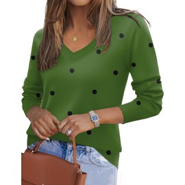 Zeagoo Women's 2025 Fall V Neck Sweater Trendy Long Sleeve Casual Lightweight Ribbed Knit Pullover Tops