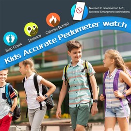 Kids Digital Pedometer Watch, Non-Bluetooth Fitness Tracker Watch, Steps Counter, Alarm Clock, Stopwatch, Gift for Children Teens Girls Boys(Black)