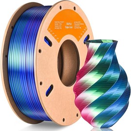 Silk Dual Color PLA Filament 3D Printer 1.75mm +/- 0.03mm, Bicolor Filament Two Tone PLA 250G(0.55lbs) Cardboard Spool, Black Red:_Triple Silk Red Blue Green