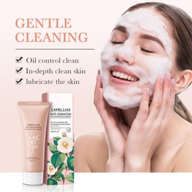 Facial Cleanser with Camellia Sinensis Flower Extract, Gentle Facial Cleanser for Facial Cleansing, Anti Pimple Wash Gel, Face, Pore Deep Facial Cleansing Gel for Intensive