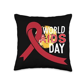 Hiv Test, Hiv Therapy, Hiv/aids, Hiv Symptoms, Red Ribbon, Hiv Positive, World Aids Day Throw Pillow, 16x16, Multicolor