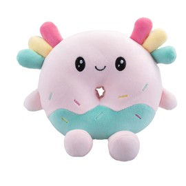 VFM - Axolotl Donut Soft Toy Animal Food Plush Cuddly Soft Furry Fluffy Stuffed Toy Plush Toy Cute Stuffed Plushie, Gifts for Birthday, Valentine's Day Chirstmas - 18cm Pink