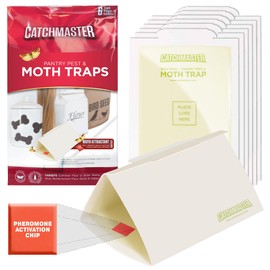 Catchmaster Pantry Pest & Moth Traps 6-Pk, Bug Killer for Kitchen Storage & Pantry Cabinet, Sticky Moth Traps for House, Protect Pet Food, Kitchen Cabinets Storage, Pet Safe Glue Trap