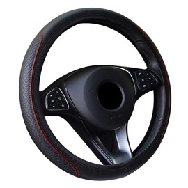 Xmomx Universal Leather Steering Wheel Cover 15 inch Breathable Auto Steering Wheel Cover