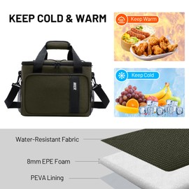 MIER Mens Lunchbox for Work Insulated 24 Cans/15L Large Lunch Bags Leakproof Adult Women Lunch Box Coolers for Travel Beach Picnic Office, Dark Green