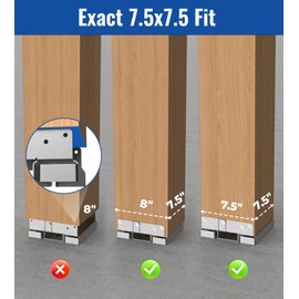 vikofan 8x8 Post Base (7.5x7.5in Actual) 4-Pack - Dacromet Coated Corrosion Resistant Deck Brackets for Porch, Pergola, Shed - Standoff Concrete Anchors