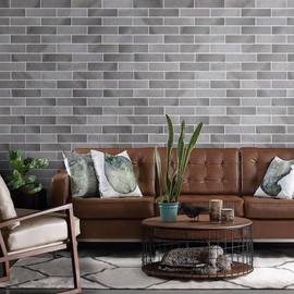TORURAL 100 Vintage Grey Faux Brick Wall Tiles, 3D Thin Brick Veneers for Bedroom, Bathroom, Kitchen, Fireplace and Fence Wall Panels (14.2 sq ft)